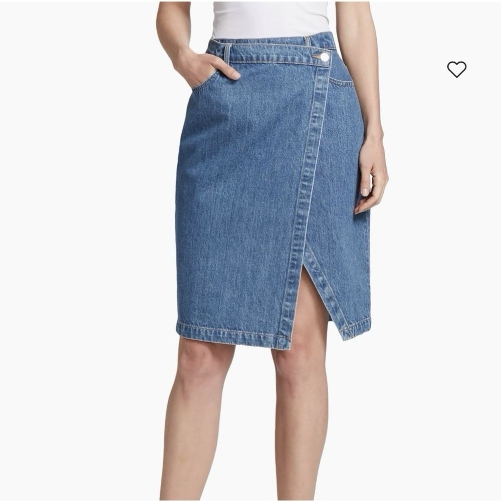 DEREK LAM 10 CROSBY Aine Asymmetrical Denim Skirt in Canal Sz 25 NWT - Picture 4 of 11